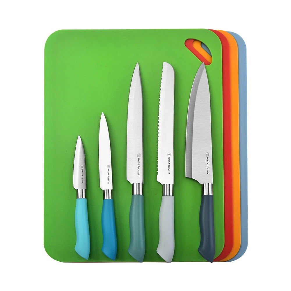 DURA LIVING 14-Piece Color-Coded Knife & Cutting Board Set