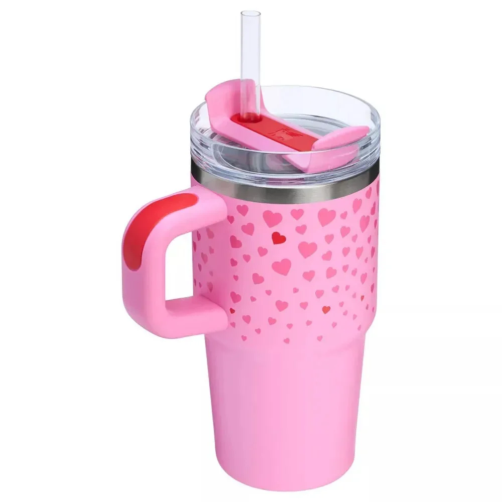 Stanley 20 Oz Stainless Steel H2.0 FlowState Quencher Tumbler With Handle - Valentine's Day Edition (See Description)