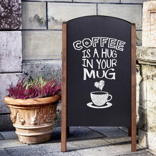COSTWAY 31.5 Inch Wood A-Frame Sidewalk Signage Chalkboard