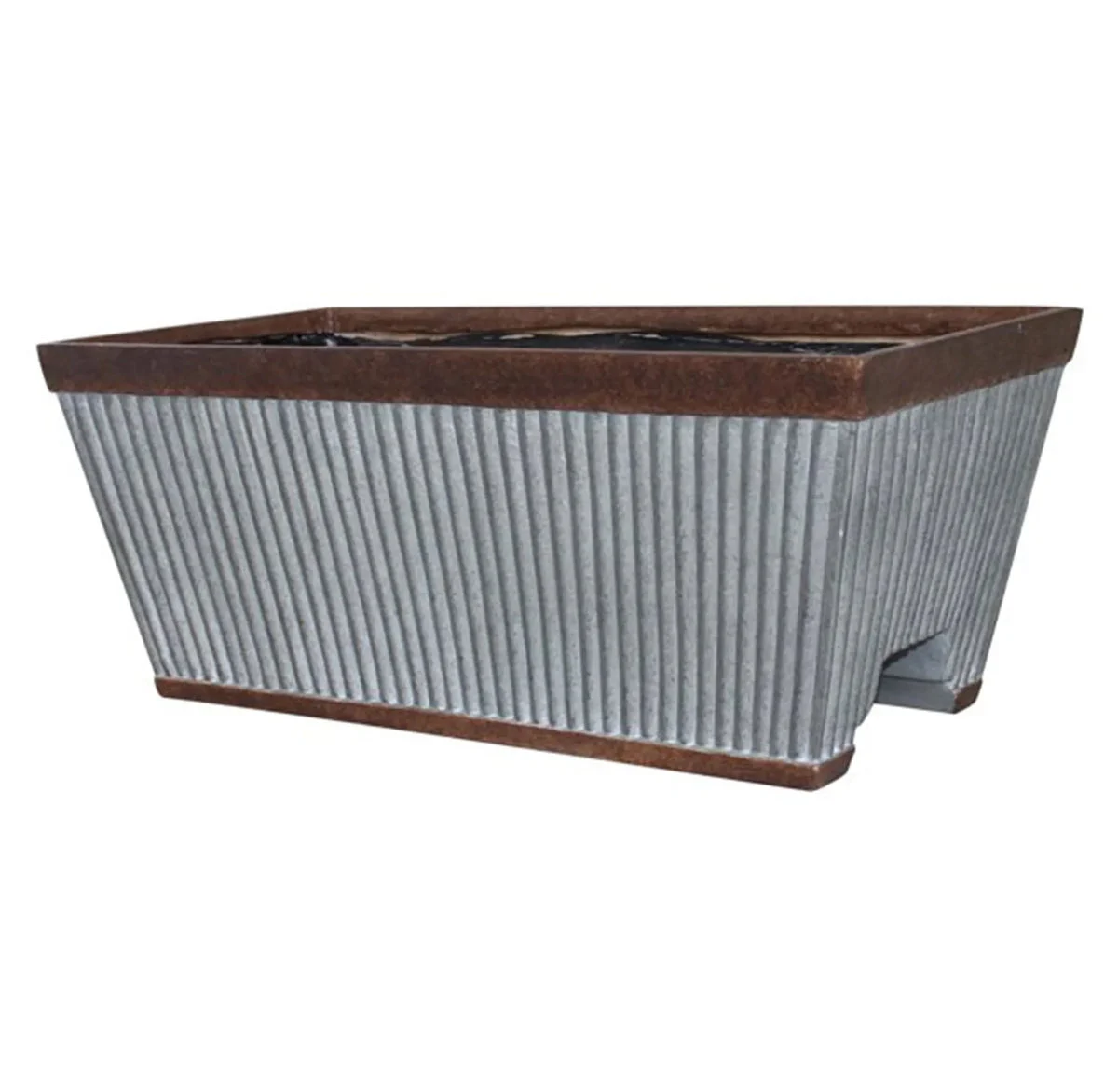 Southern Patio Outdoor Rectangular Deck Rail Planter - Rustic Galvanized