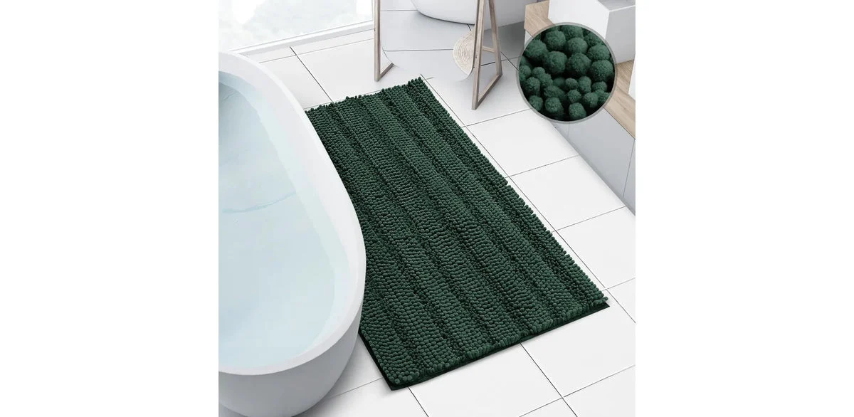Clara Clark Ultra Soft Non Slip Chenille Bath Rug - Hunter Green