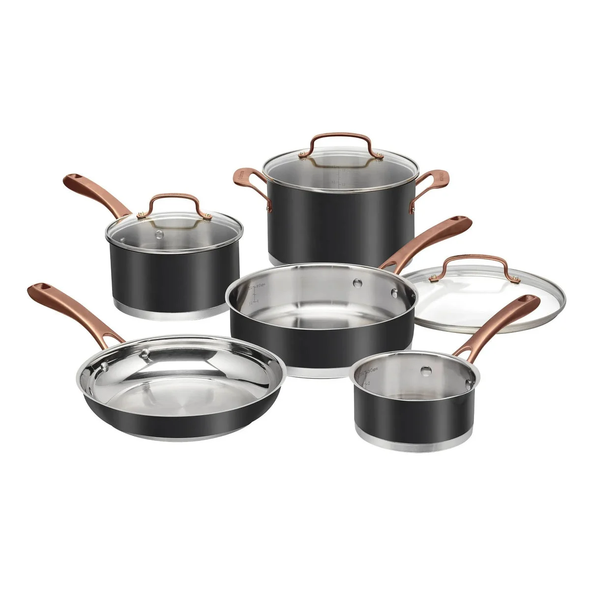 Cuisinart 8pc Classic Matte Stainless Steel Cookware Set Black Blush Bronze Handles