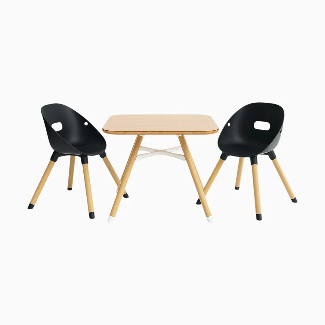 Lalo Play Kit (Play Table/Play Chair Set) - Natural Table w/ Charcoal Chairs