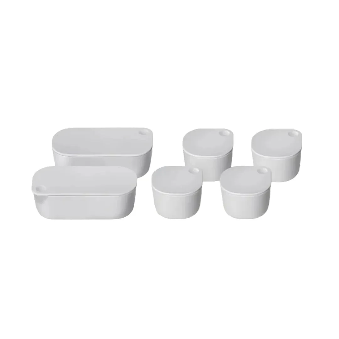 Caraway Dash and Dot Containers in Gray (Set of 6)