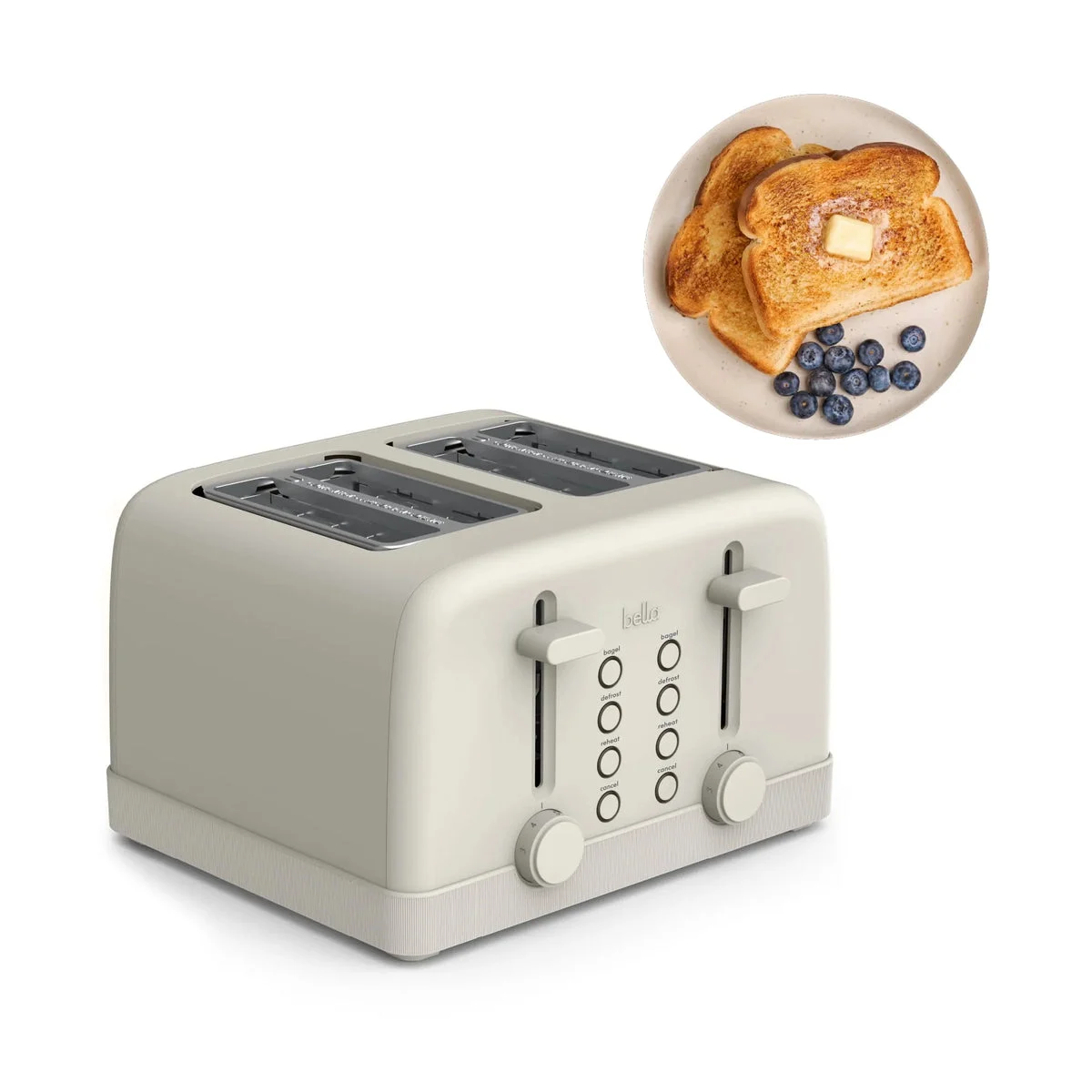 Belle Bella 4 Slice Toaster - Oatmilk