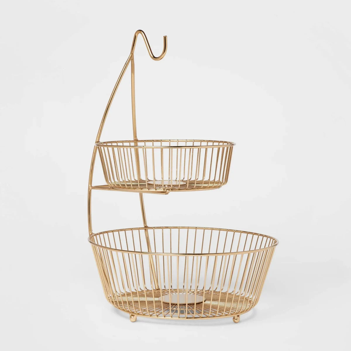 Threshold 2-Tier Metal Wire Fruit Basket with Banana Hanger - Gold
