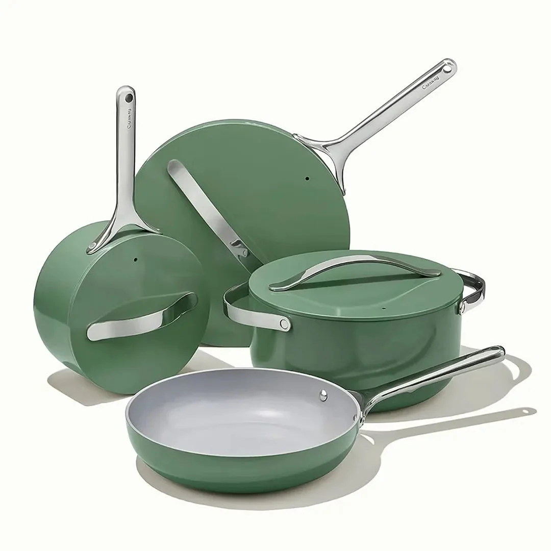 Caraway 9-Piece Ceramic Nonstick Cookware Set in Sage - Green