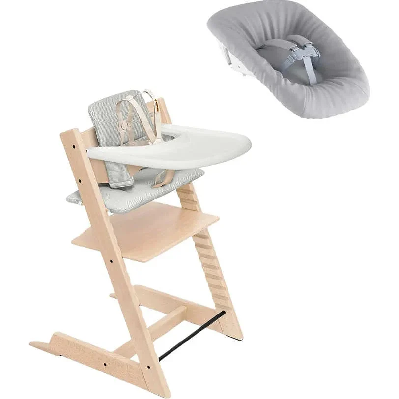 Stokke Tripp Trapp High Chair V2 with Cushion, Tray and Newborn Set- Anthracite