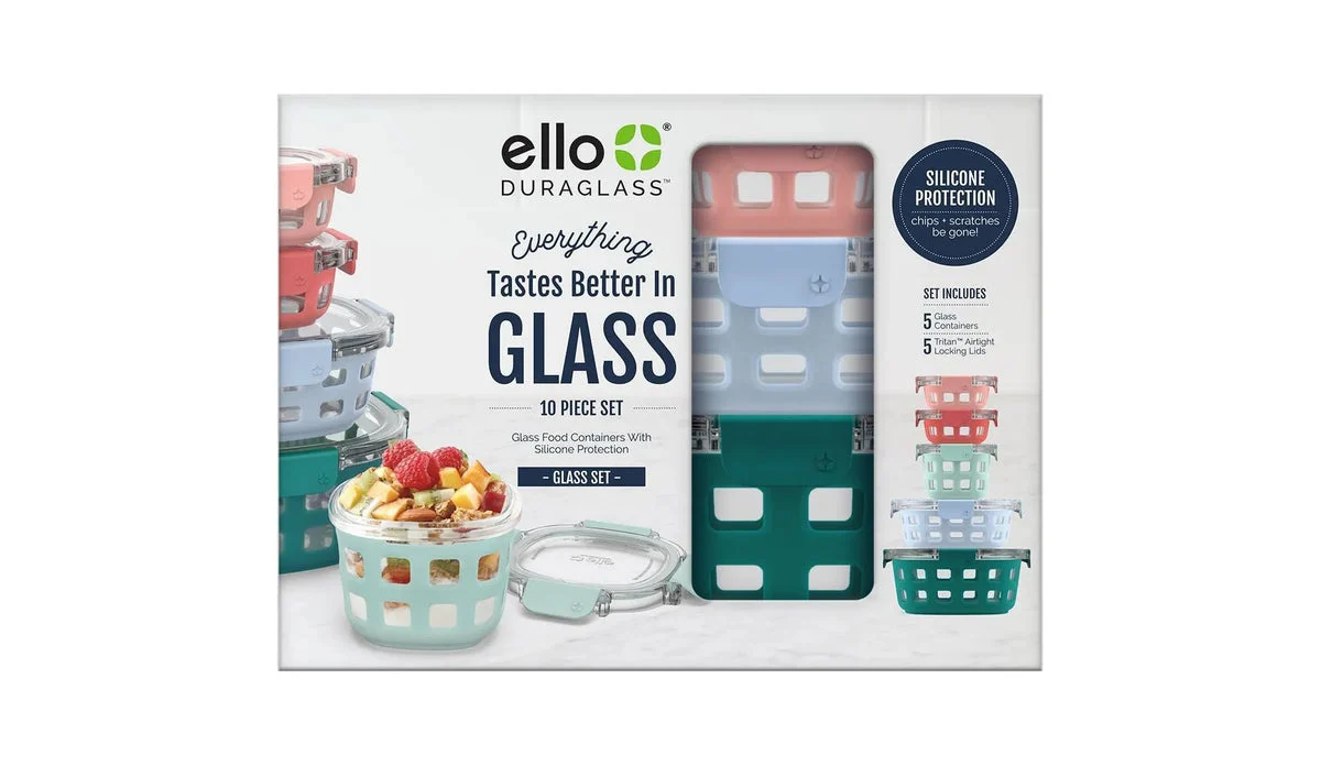 Ello 10pc Mixed Glass Round Food Storage Container Set