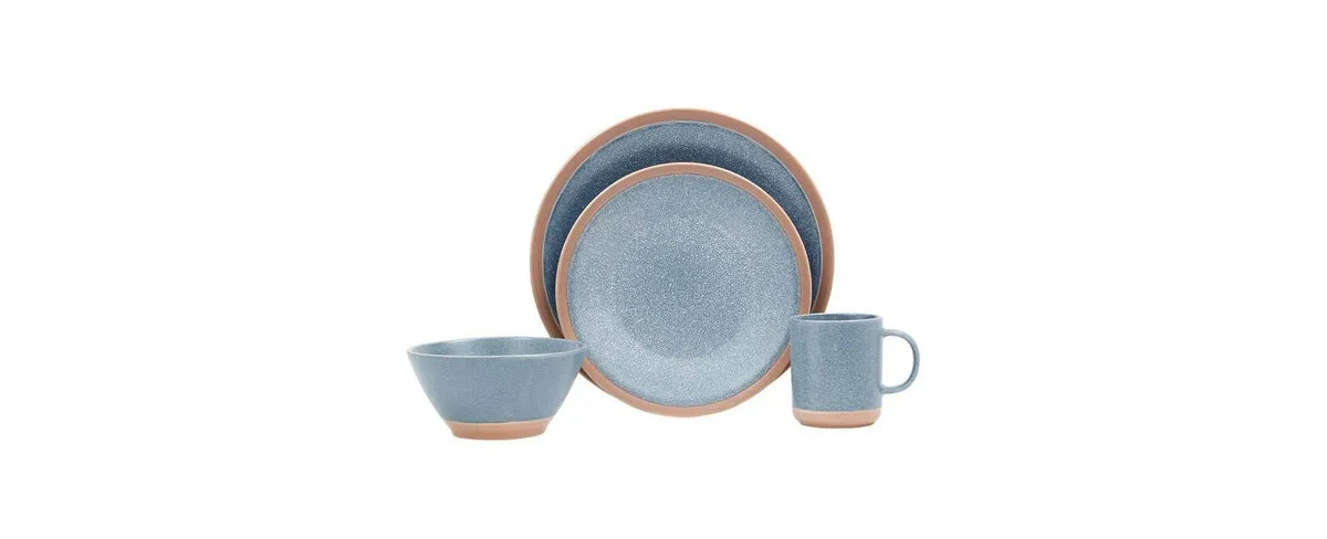 Baum Bros. 16pc Stoneware Desert Dinnerware Set Blue