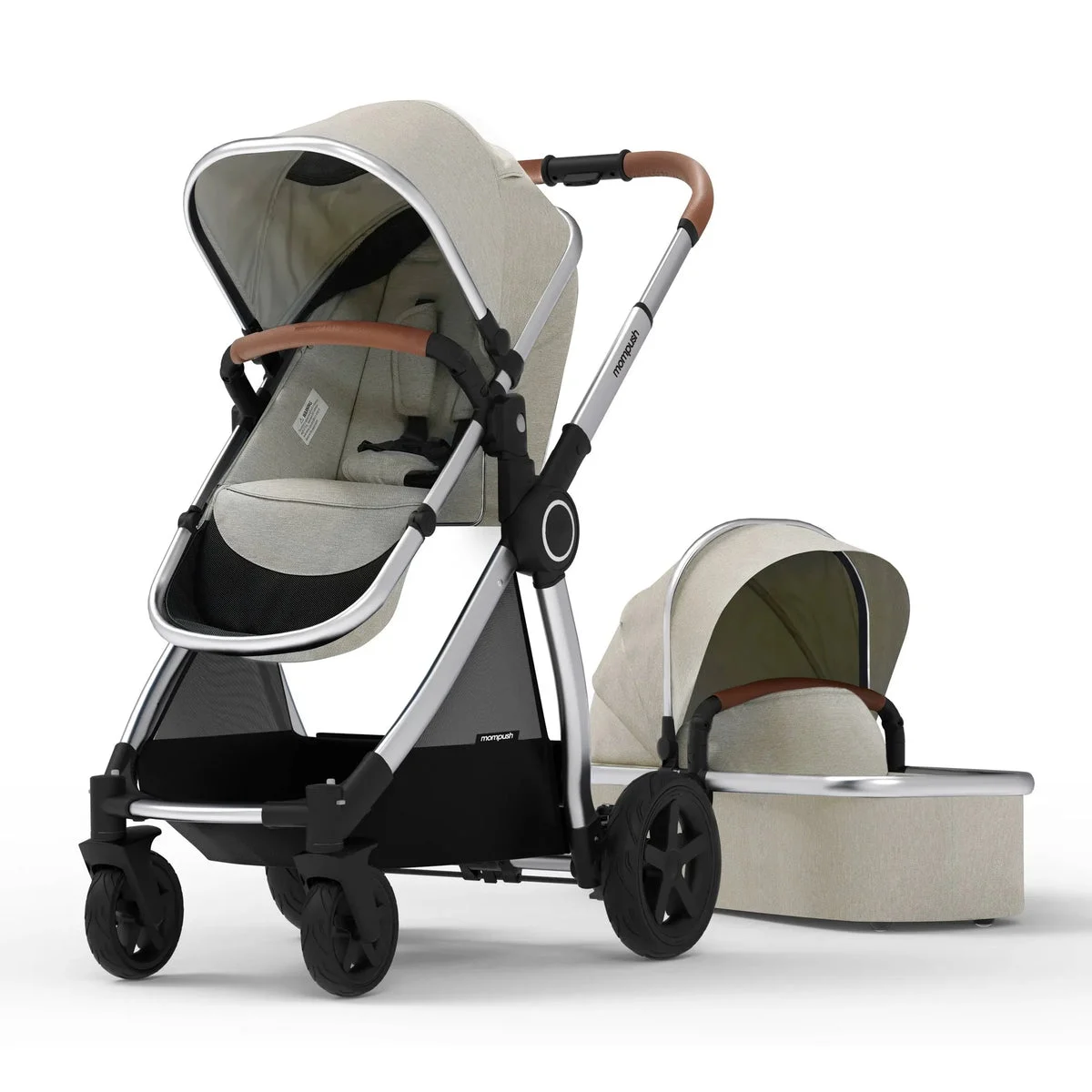 Mompush Ultimate 2 Stroller + Bassinet - Khaki / Silver Frame (Floor Model)