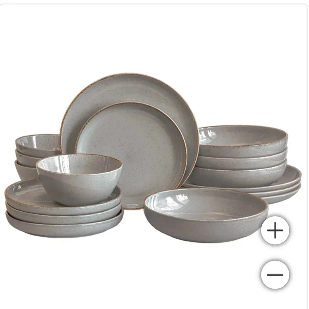 Over&Back Options 16-Piece Dinnerware Set-Gray