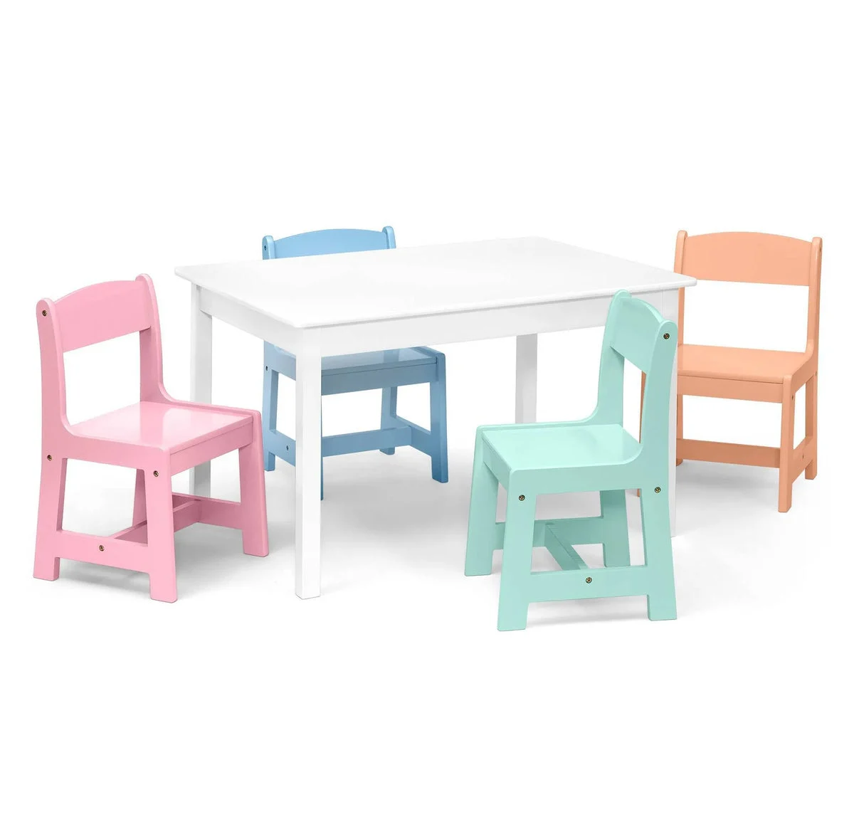 Delta Children Kids' Table with 4 Chairs - Bianca White/Pastel