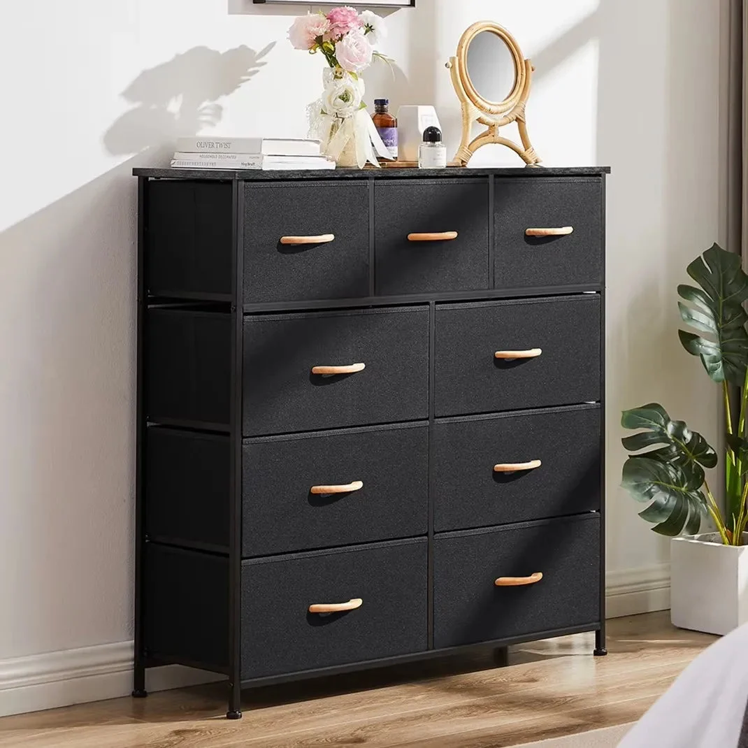 Bigroof Dresser with 9 Drawers - Black