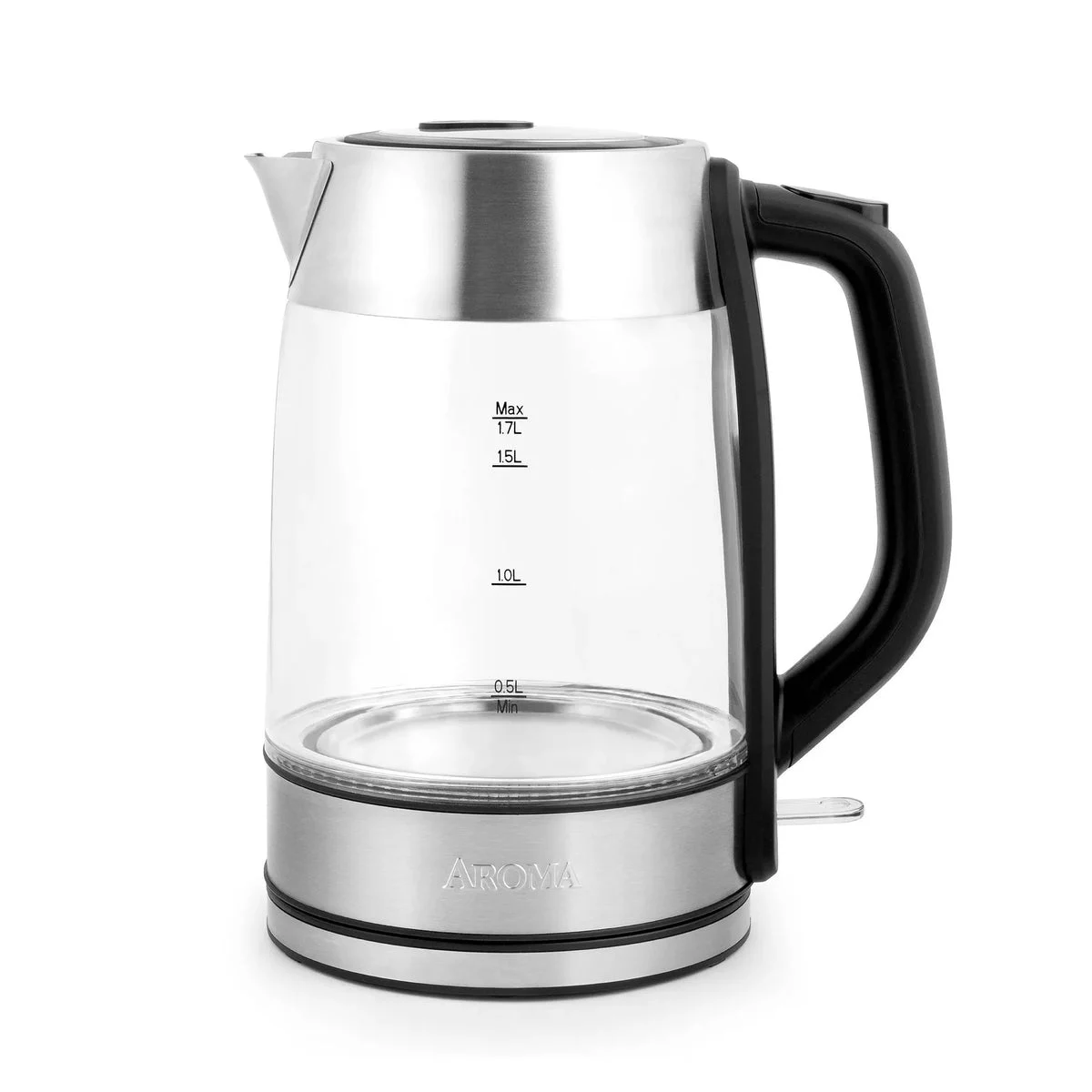 Aroma 1.7L Glass Electric Kettle With Stainless Steel Lid