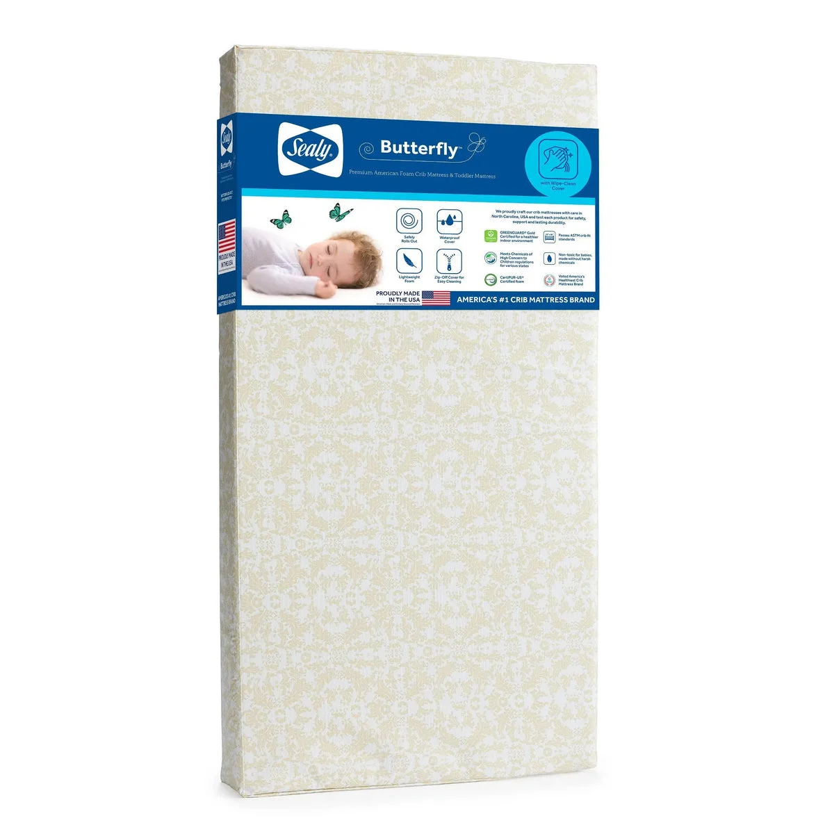 SEALY BABY Butterfly Premium Firm Crib Mattress and Toddler Mattress