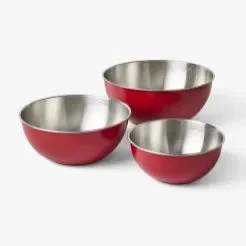 Figmint 3pc Stainless Steel Mixing Bowls - Matte Red