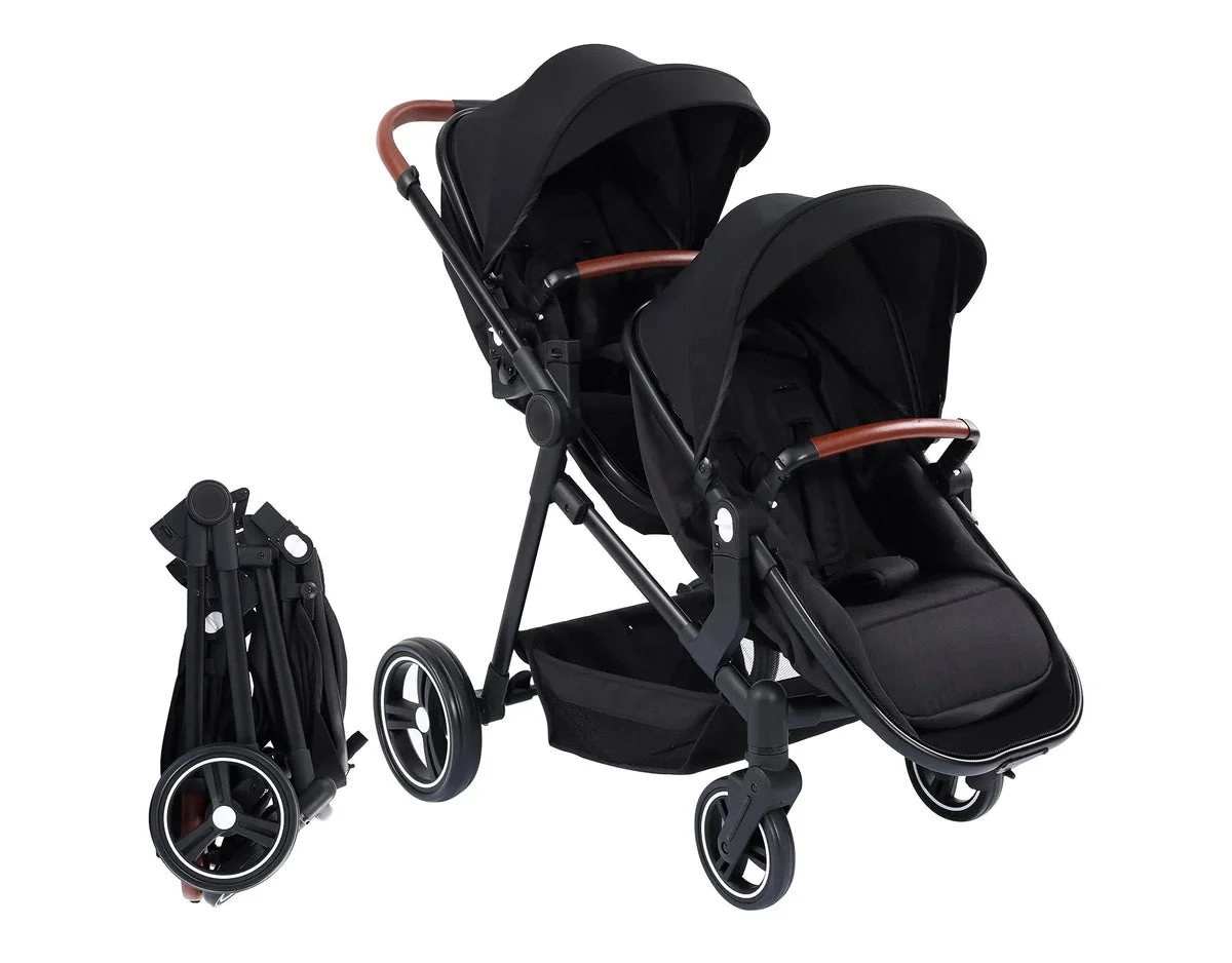 GarveeHome Whizmax Double Stroller Track Tandem Stroller - Black