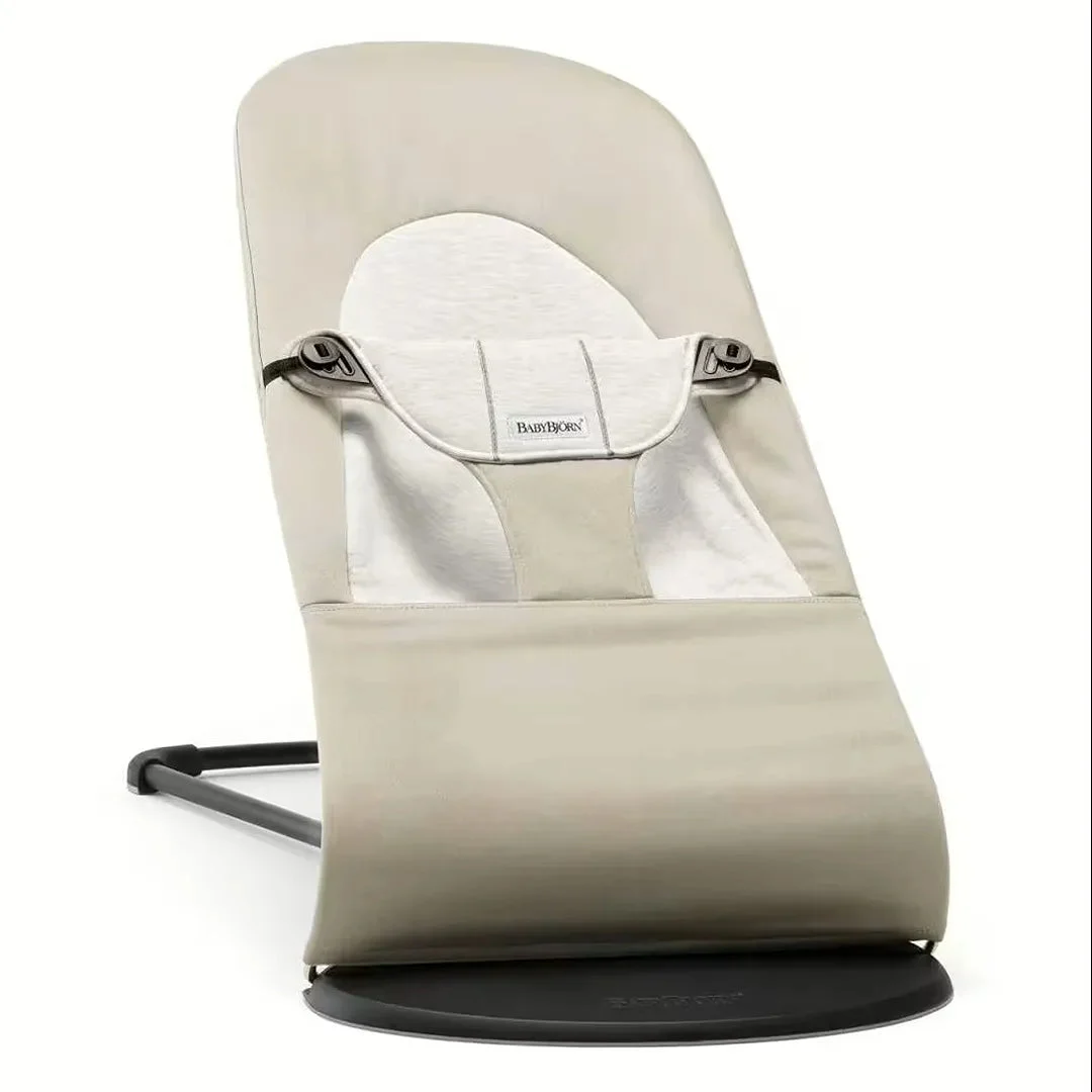 BabyBjörn Bouncer Balance Soft - Beige/Grey, Cotton/Jersey, Black Frame