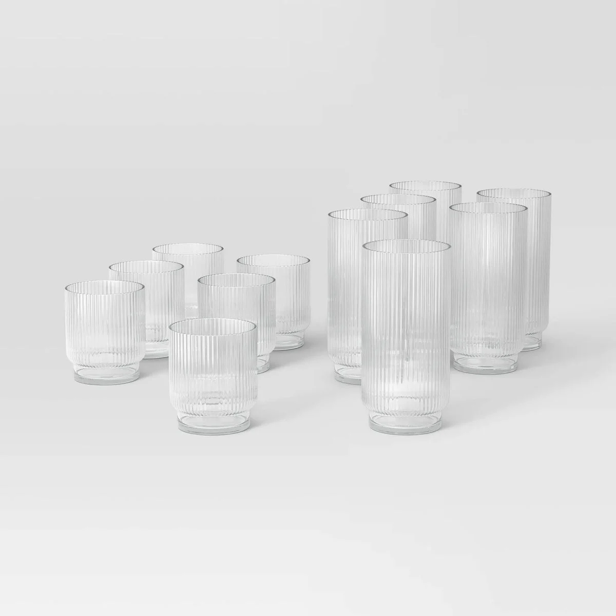 Threshold 12pc Mixed Ribbed Cassin Tumbler Set