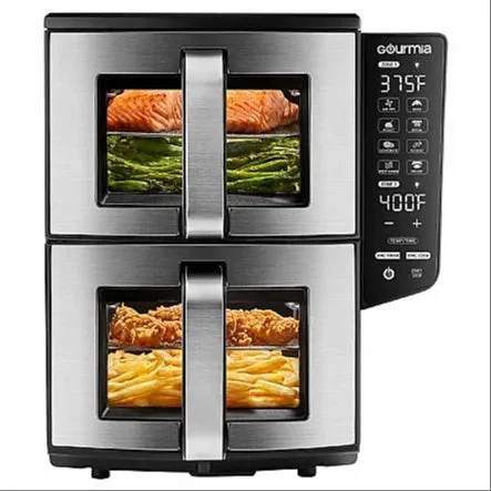 Gourmia GAF1190 11-QT Dual Basket Air Fryer with Smart Finish, Sync Cook, & 4-Layer Cooking
