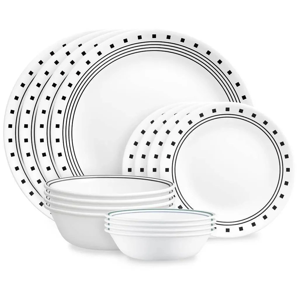 Corelle 16pc Vitrelle City Block Dinnerware Set: Geometric Pattern (See Description)