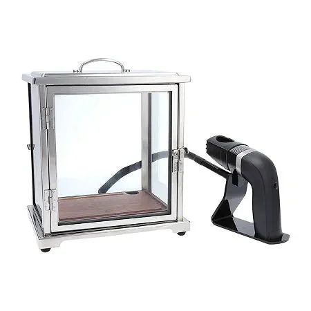 Fortessa Cocktail Smoking Box With Handheld Smoker - Stainless Steel