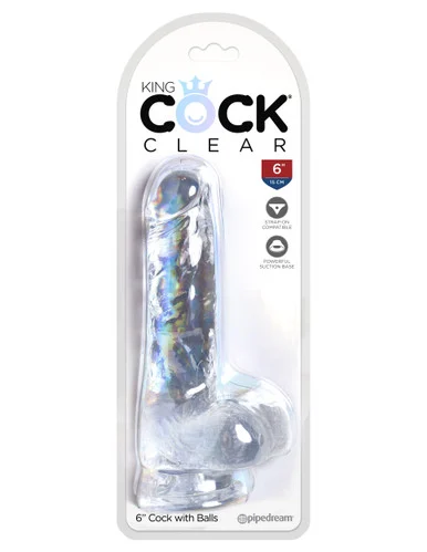 King Cock Clear 6 Inch Cock With Balls - Adult Toys