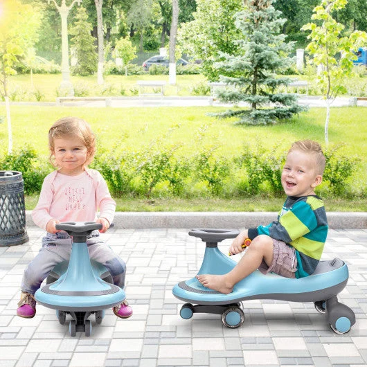 COSTWAY Wiggle Car Ride-on Toy With Flashing Wheels-Blue