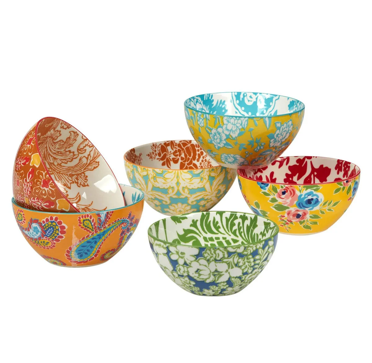 Certified International Set of 6 Damask Floral All Purpose 12oz Bowls