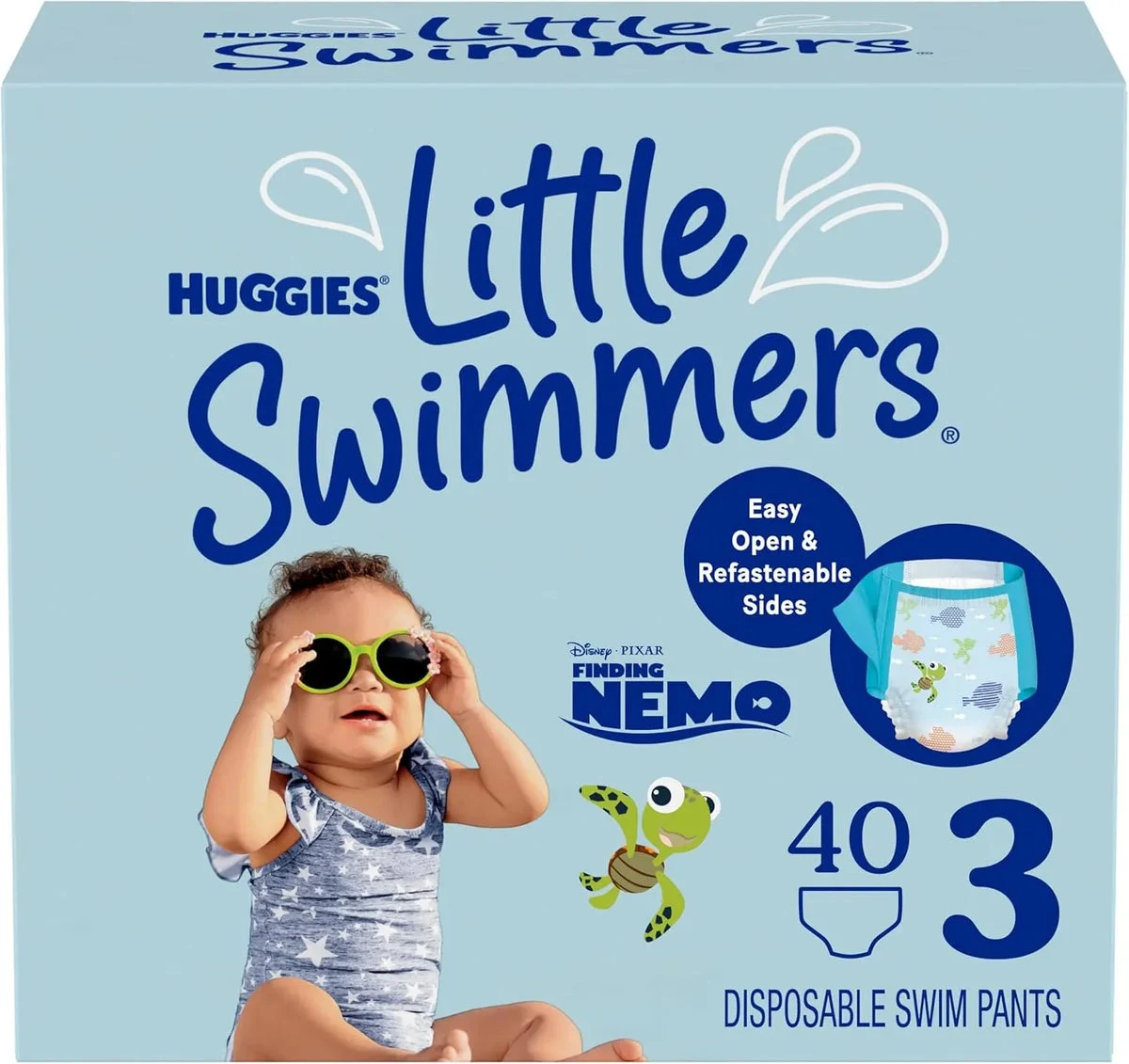 Huggies 40ct Little Swimmers Disposable Swim Diapers, Size 3 (16-26 lbs) - Blue