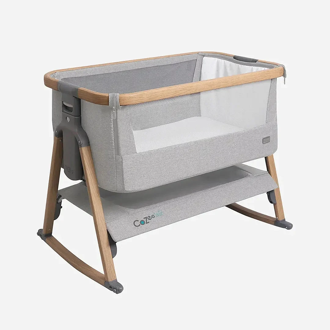 Tutti Bambini CozeeAir Baby Bassinet & Bedside Sleeper - Silver & Oak