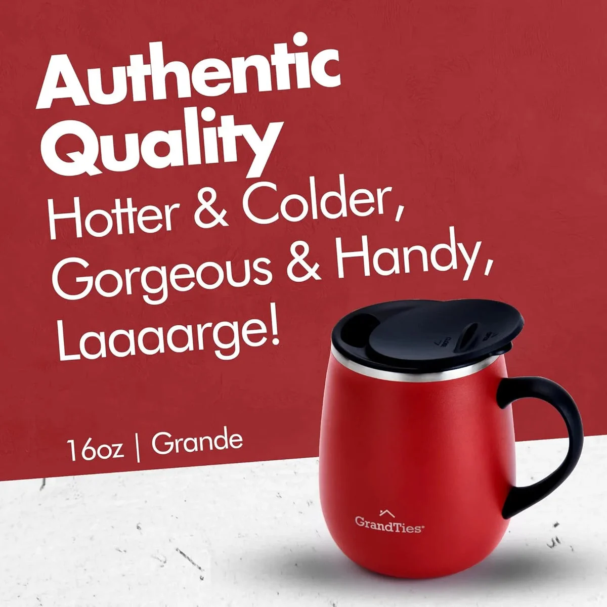 Grandties Insulated Coffee Mug with Handle - Cranberry Red