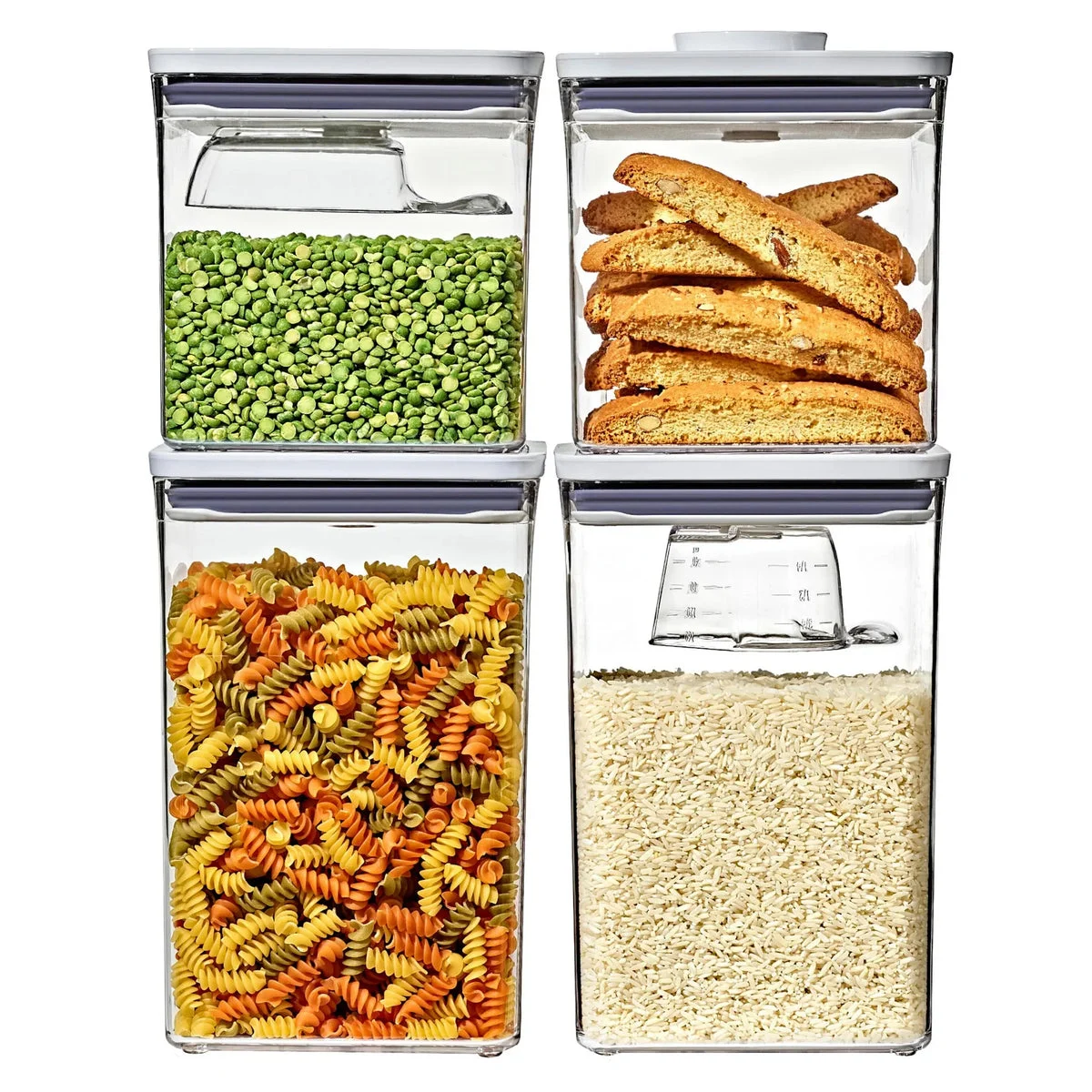 OXO SoftWorks 4-piece POP Container Set with Rice Measuring Cup & Scoop