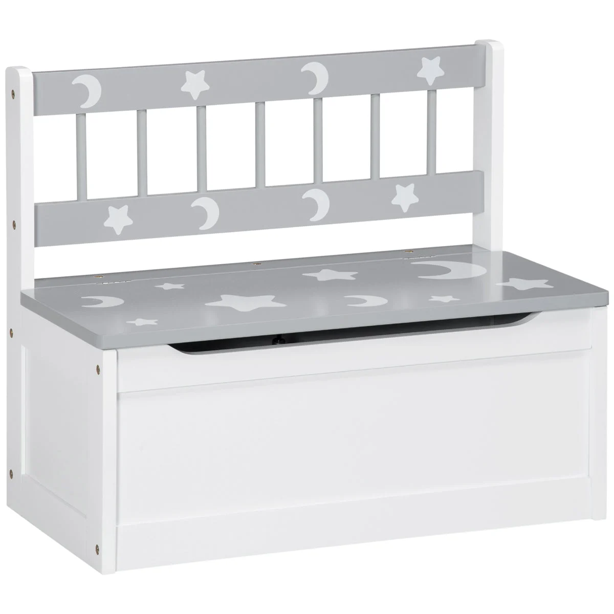 Qaba Toddler Toy Box Storage Bench with Large 27 Liter Interior, Kids Storage Bench Seat with Storage for Toddler Playroom Furniture, Kids Bedroom Furniture, Toy Organizer and Storage Bin, Gray