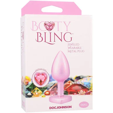 Booty Bling Metal Heart Plug - Small - Pink