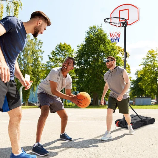 COSTWAY Adjustable Basketball Hoop System Stand With Wheels