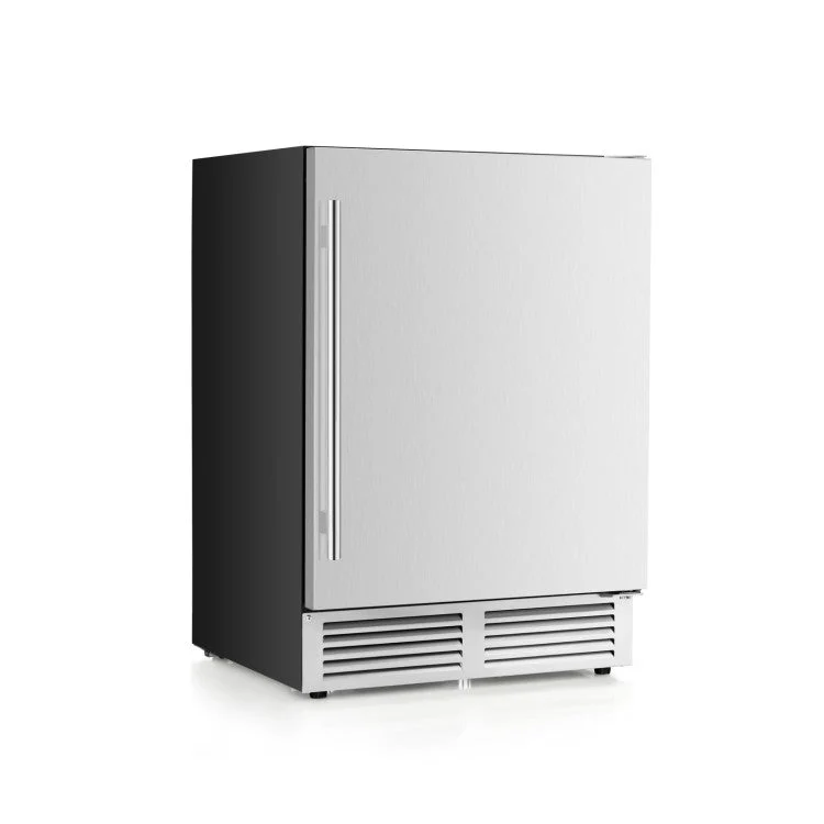 COSTWAY 24 Inches Beverage Refrigerator With Removable Shelves and Adjustable Temperature-Silver
