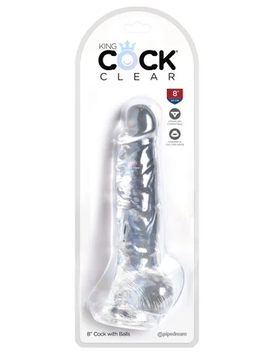 King Cock Clear 8 Inch Cock With Balls - Adult Toys