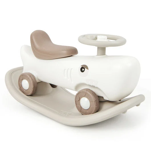 COSTWAY Convertible Rocking Horse and Sliding Car With Detachable Balance Board-White