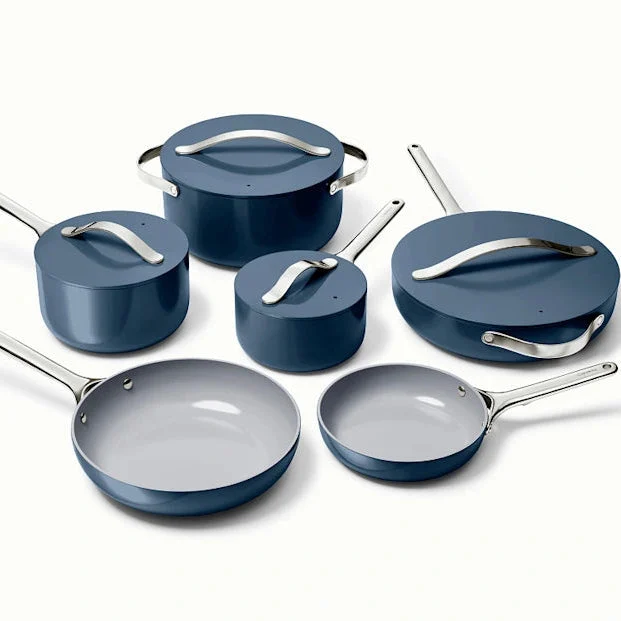 Caraway 16-Piece Cookware & Minis Set + 2 Glass Lids - Navy