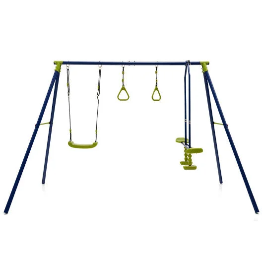 COSTWAY 3-in-1 Outdoor Swing Set for Kids Aged 3 to 10