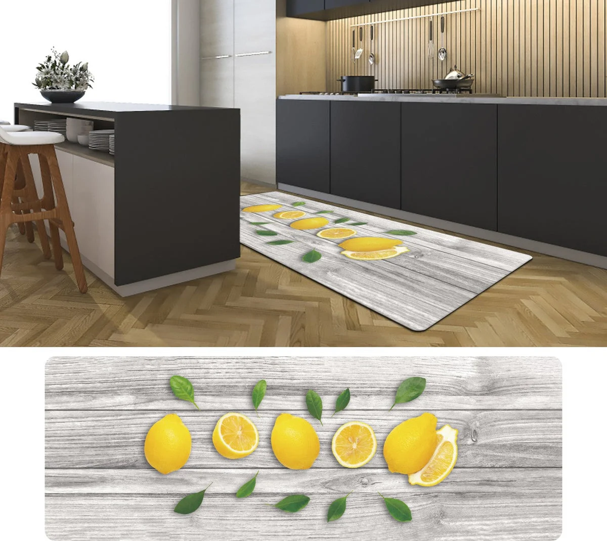 J&V Textiles 19.6 In. X 55 In. Anti-Fatigue Kitchen Runner Mat (Lemons)