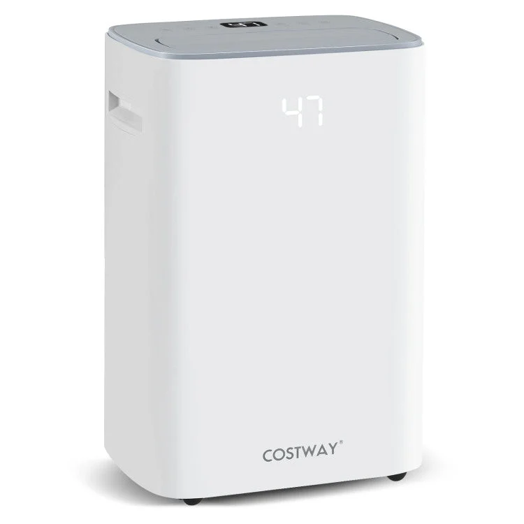COSTWAY Dehumidifier With Auto Drain or Manual Drainage for Home Basement-White