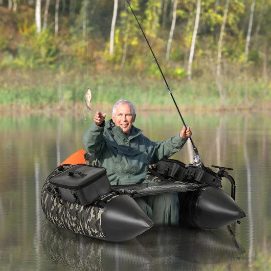 COSTWAY Portable Fishing Boat With 3 Detachable Storage Boxes-Camouflage