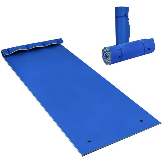 COSTWAY 3 Layer Water Pad Foam Mat-Blue