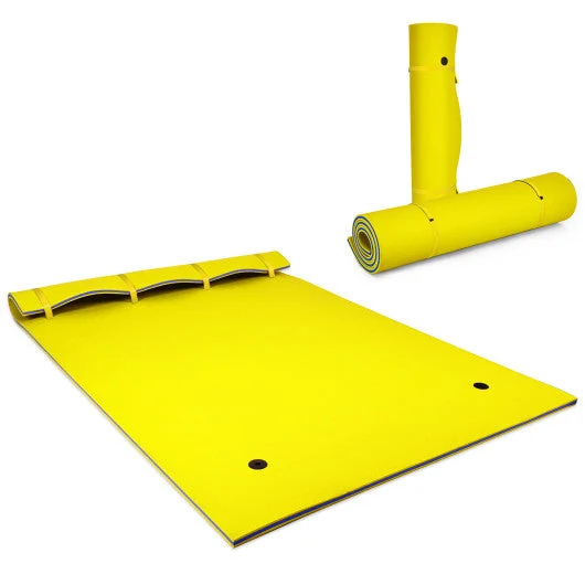 COSTWAY 9' X 6' 3 Layer Floating Water Pad Foam Mat -Yellow