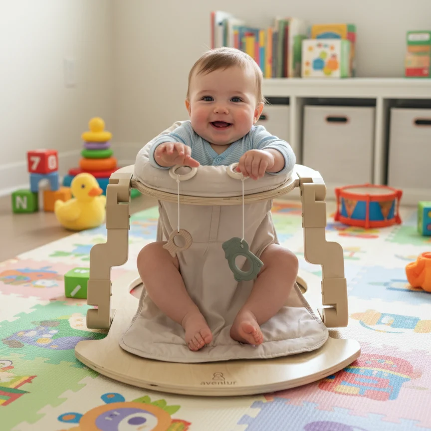Avenlur Oakling | Premium Foldable Wooden Baby Activity Seat