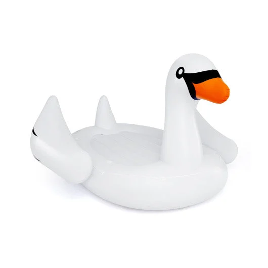 COSTWAY Giant Inflatable Swan Floating Island 4-Person Pool Float With 4 Cups Holders
