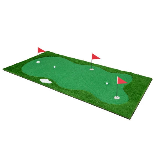 COSTWAY Golf Putting Green With Realistic Artificial Grass Turf-L